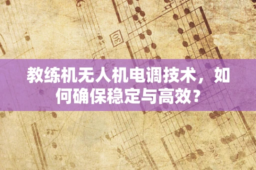 教练机无人机电调技术，如何确保稳定与高效？