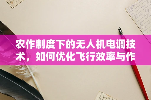 农作制度下的无人机电调技术，如何优化飞行效率与作物管理？