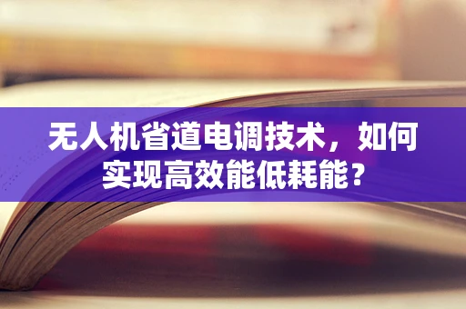 无人机省道电调技术，如何实现高效能低耗能？