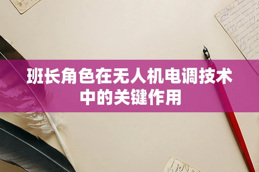 班长角色在无人机电调技术中的关键作用