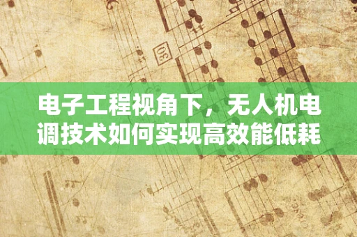 电子工程视角下，无人机电调技术如何实现高效能低耗能？