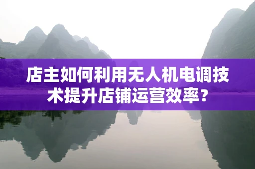 店主如何利用无人机电调技术提升店铺运营效率？