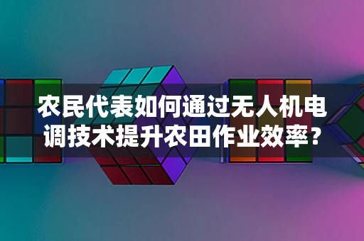 农民代表如何通过无人机电调技术提升农田作业效率？